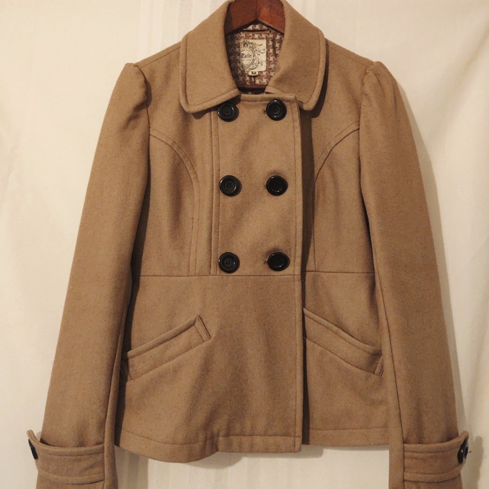 Tulle tan wool women's jacket size medium